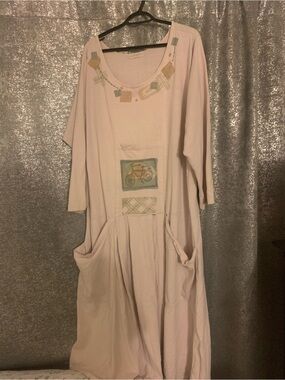 Blue Fish vintage Light Pink Maxi Dress with Pocket Detail